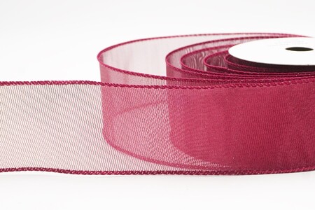 Bordeauxrotes, einfarbiges, metallisch transparentes Drahtband_KW0436GC-8-8